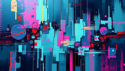 Aufkleber - Dynamic abstract art composition digital space graphic design colorful vortex modern aesthetics