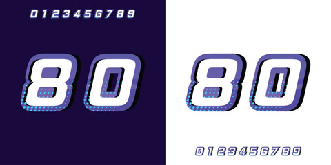Leinwandbilder - 80 Number  Racing Design, purple and halftone on white and black background