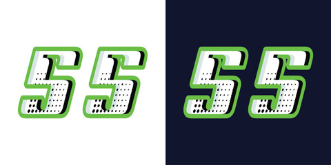Leinwandbilder - Automotive racing effect design number 55, green and white color with halftone effect