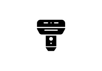 Fototapete - A black and white graphic of a handheld device with a rectangular head and cylindrical body design