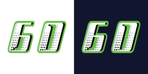 Leinwandbilder - Number 60 design, green and white color with halftone effect