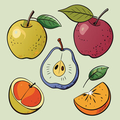 Poster - Hand drawn style vector illustration of an orchard with a dog