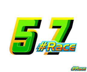 Leinwandbilder - vector number 57 with racing effect and text race with green color