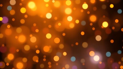 Poster - Blurred bokeh lights on a dark brown backdrop, a festive background