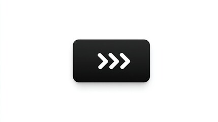 Fototapete - Black rounded button with white triple right arrows on a white background for fast forward