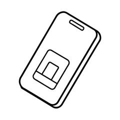Poster - Simple vector outline illustration of a modern smartphone showing the digital display area and functionality
