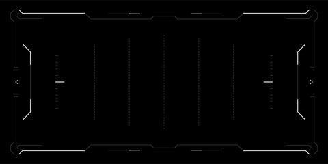 Poster - Futuristic tech HUD interface with clean glitch overlay. Cyberpunk style UI for drone control or sci fi game. Includes digital radar, target frame, data layout, and sleek tactical screen elements.
