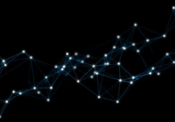 Aufkleber - Abstract network connections glow on a black background
