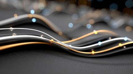 Fototapete - Colorful sound waves illustrate movement and energy against a grey backdrop, creating an engaging visual experience filled with light