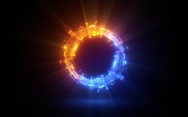 Wall Mural - glow swirl light effect. circular lens flare. abstract rotational lines. power energy element. lumin