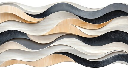 Poster - Abstract layered waves in neutral colors creating a textured and elegant decorative background for a modern design project or presentation