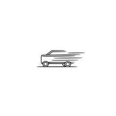 Poster - Car with fast motion lines vector illustration representing speed transportation and movement