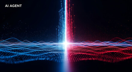 Poster - Digital data flow visualization showing artificial intelligence and futuristic technology concepts