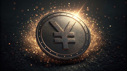 Poster - Digital Yuan Coin with Particle Glow on Dark Background V2 3x