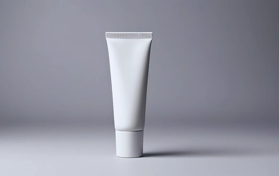 A white tube template for cosmetic blank packaging with blank space for text or design. Mockup image