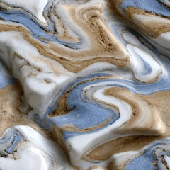 Poster - Abstract design features swirling shapes in blue and gray, mimicking ocean waves with elegant white marble textures throughout SEAMLESS PATTERN