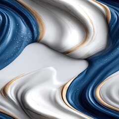 Poster - Abstract design features swirling shapes in blue and gray, mimicking ocean waves with elegant white marble textures throughout SEAMLESS PATTERN