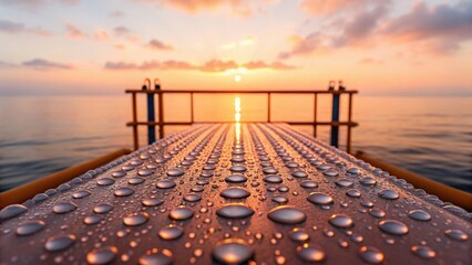 Aufkleber - An offshore rigs desalination unit at dawn glistening under the early morning sun with droplets of seawater reflecting in the light..
