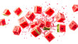 © Pankaj Kumar - Fresh watermelon cubes exploding with a vibrant juice splash, creating a refreshing summer image on a transparent background