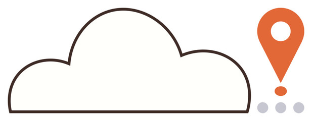 Poster - Cloud outline paired with a location pin, symbolizing connectivity, data access, and geolocation. Ideal for technology, cloud storage, navigation, innovation, internet communication simple flat