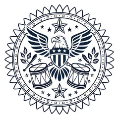 Poster - Patriotic overlapping line art vector background design for graphic use