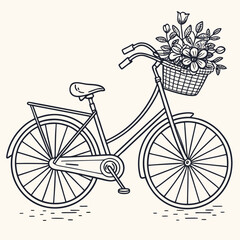 Poster - Elegant Line Art Vector Illustration of a Traditional Bicycle