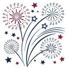 Poster - Fireworks themed vector background design with numerous fireworks displays
