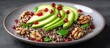 © Bundi - A vegan salad for winter, made with quinoa, spinach, avocado, grapefruit, pomegranate, nuts, and microgreens, is prepared in a home kitchen by a chef