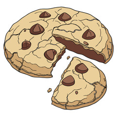 Poster - Realistic vector illustration of a chocolate chip cookie featuring detailed textures shadows and highlights suitable for use in food related designs and marketing materials