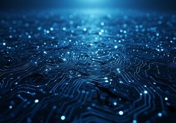 Aufkleber - Blue circuit board glows with digital technology