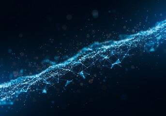 Aufkleber - A complex network of dots and lines connects in blue