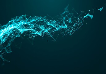 Aufkleber - Abstract network of triangles connects in blue light