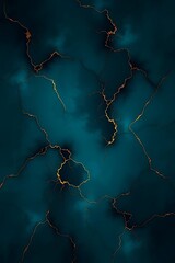 Poster - Teal and gold abstract veined pattern with a luxurious elegant aesthetic