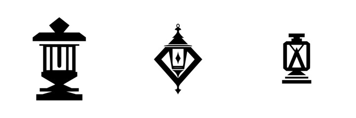 Poster - Various silhouettes of decorative lanterns in a minimalist style ideal for design and graphic projects
