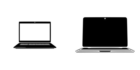 Fototapete - Set of silhouette pictograms showcasing laptop designs for various purposes in vector style