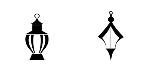 Poster - Silhouette pictograms of lantern designs in a minimalist style suitable for various decorative purposes