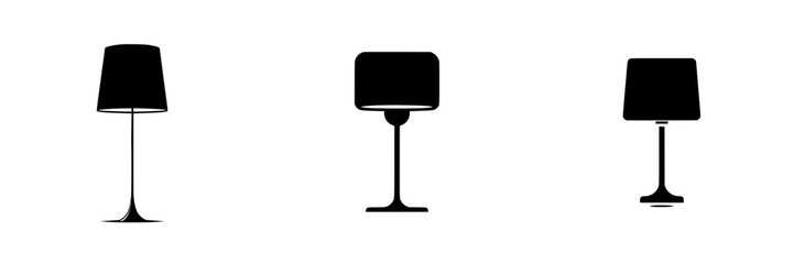 Poster - Silhouette pictograms showcasing various lamp designs in a clean and modern style suitable for digital graphics