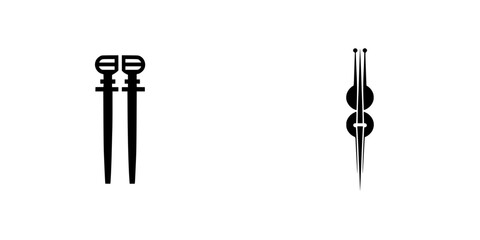 Poster - Silhouette pictograms showcasing chopsticks and musical instruments in a minimalist design suitable for various applications