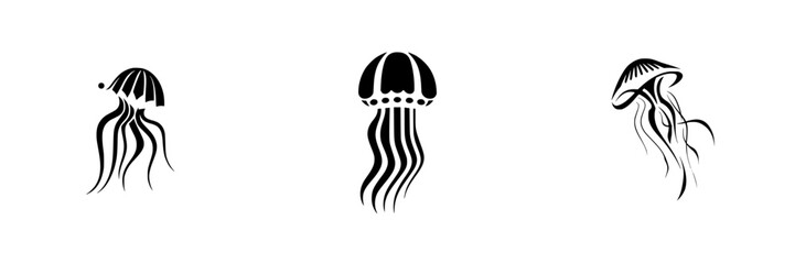 Poster - Unique collection of jellyfish silhouettes showcasing diverse designs and forms for graphic and artistic applications