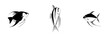 © AI04 - Silhouette pictogram icons of various fish species in black and white design ideal for marine-themed projects