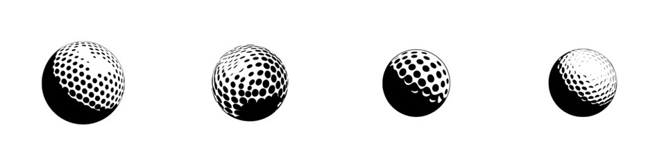 Poster - Silhouette pictograms of varied textured spheres illustrating design concepts and visual elements in graphic representation