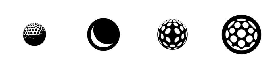 Poster - Silhouettes of various spherical shapes in vector style illustrating diverse patterns and designs for graphic applications
