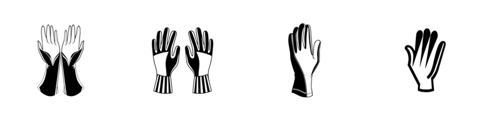 Poster - Silhouette pictogram set of various hand gestures and glove designs suitable for diverse applications