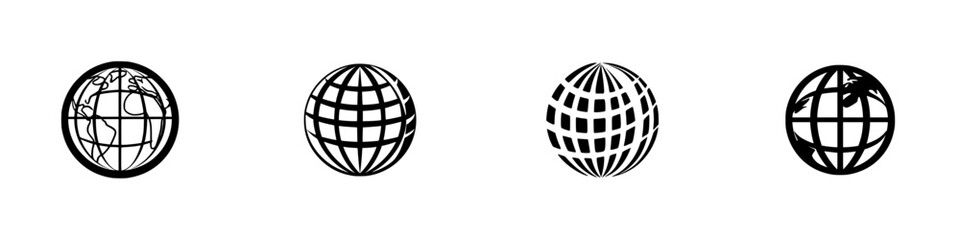 Poster - Unique silhouettes of globes showcasing different designs for various uses in informational graphics and presentations