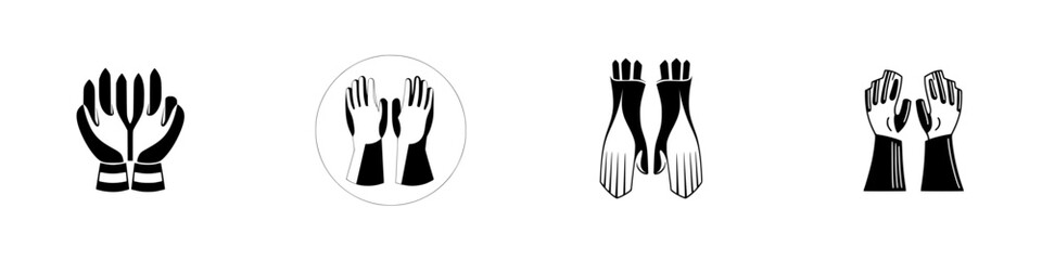 Poster - collection of silhouette pictograms depicting hands in various positions and gestures for graphic de