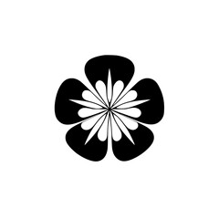 Poster - Silhouette pictogram of a stylized flower design featuring distinctive petal shapes and central details