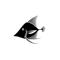 Poster - Silhouette pictogram of a fish with prominent fins and whiskers showcasing aquatic life design elements for various uses