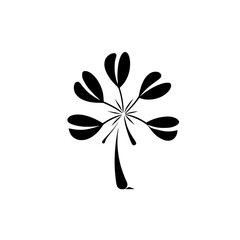 Poster - Stylized silhouette of a leaf design showcasing a unique floral pictogram in black