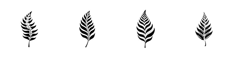 Poster - Silhouette pictogram icons depicting various leaf shapes representing nature and plant life design elements