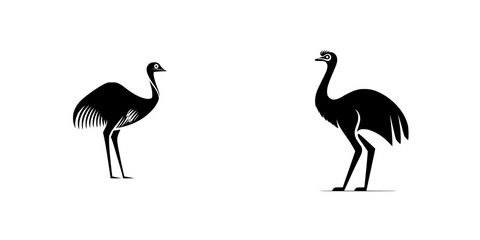 Poster - Silhouette pictogram set featuring diverse bird representations in isolated vector design style